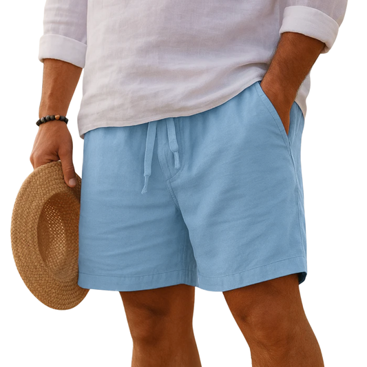 Maison Lalla | Pantalones Cortos de Lino con Cintura Elástica