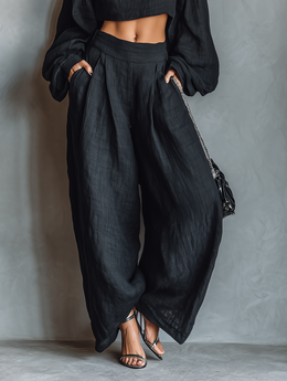 Maison Lalla | Conjunto Blusa Palabra de Honor y Pantalón Ancho