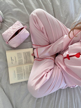 Maison Lalla | Pijama de 2 Piezas a Rayas Rosas