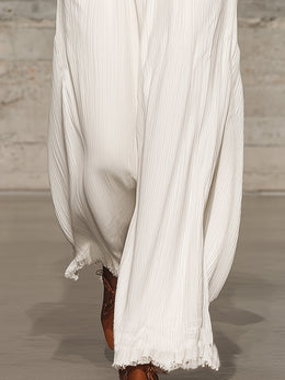 Maison Lalla | Pantalón Ancho Blanco Cintura Elástica