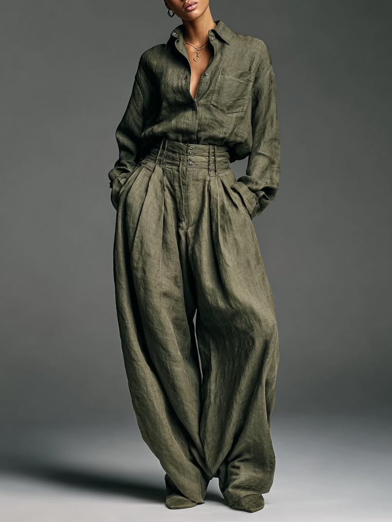 Maison Lalla | Conjunto Camisa y Pantalón Ancho