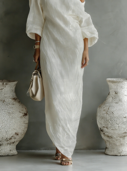 Maison Lalla | Vestido Maxi Blanco Un Hombro
