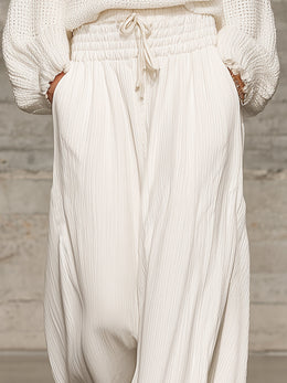Maison Lalla | Pantalón Ancho Blanco Cintura Elástica