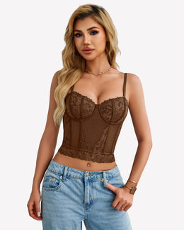Maison Lalla | Top Corto Corsé Bustier de Encaje