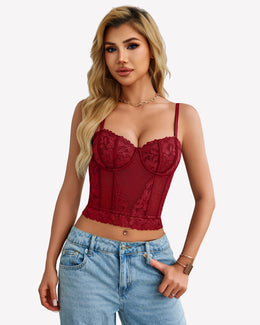 Maison Lalla | Top Corto Corsé Bustier de Encaje