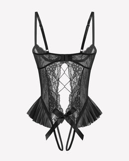 Maison Lalla | Body Teddy de Encaje con Recortes y Volantes