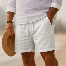 Maison Lalla | Pantalones Cortos de Lino con Cintura Elástica
