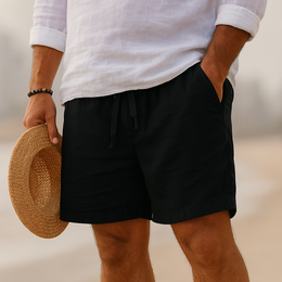 Maison Lalla | Pantalones Cortos de Lino con Cintura Elástica