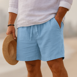 Maison Lalla | Pantalones Cortos de Lino con Cintura Elástica