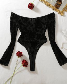 Maison Lalla | Body de Terciopelo Floral Manga Larga