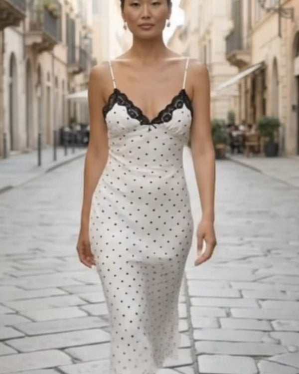 Abito a pois con pizzo — Instagram Maison Lalla