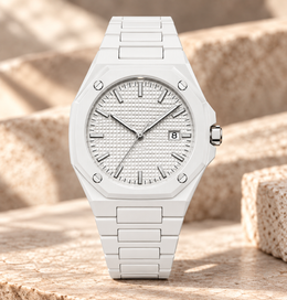 Orologio da uomo Maison Lalla bianco e argento con quadrante al quarzo