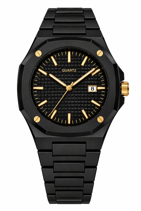Orologio da uomo Maison Lalla nero e oro con quadrante al quarzo